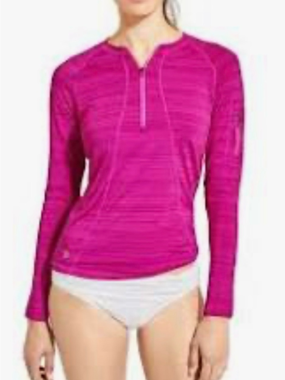 Athleta Pacifica UPF Half-Zip Front Arm Zip Pocket Top in Fuchsia Pink
